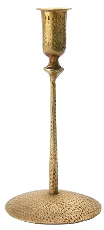 Creative Co-op Forjado a Mano de Metal Martillado cónico, Acabado de latón Antiguo candelabro