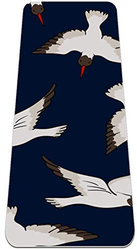Rutschfeste Yogamatte 1/4 Zoll dick mit Tragegurt für alle Arten von Bewegung, Yoga und Pilates (72 'x 24' x 6 mm dick) White Bird Flying Navy Hintergrund