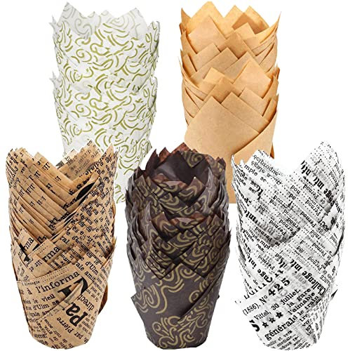 MULEVIP 250 Piezas Vasos de Papel para Hornear Magdalenas, Muffins, Cupcakes, para Bodas, Fiestas de Cumpleaños, Baby Showers y Navidad (5 Estilos)