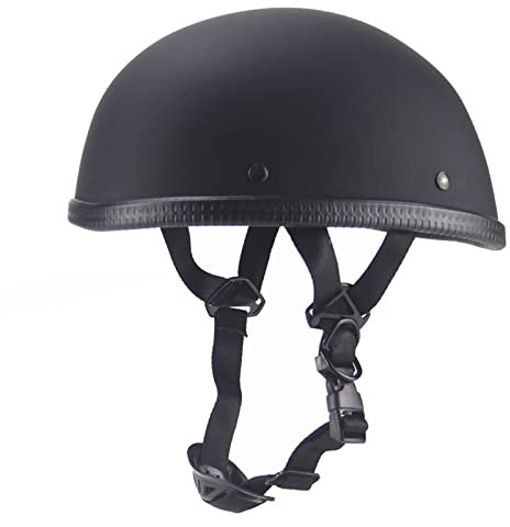 Mezzo Casco Da Motociclista Caschi Jet Aperto ECE Omologato Vintage Demi Casco A Scodella Con Fibbia A Sgancio Rapido Ultra Sottile Beanie Per Uomini E Donne Skull Cap - Nero 2,XL:61-62CM