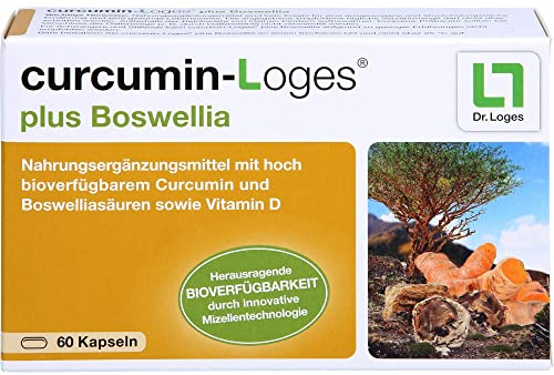 curcumin-Loges plus Boswelia - 60 Kapseln - Hohe Bioverfügbarkeit¹⁻²⁻* | Mit hoch bioverfügbarem Curcumin¹⁺* Boswelliasäuren²⁺* und Vitamin D