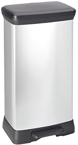 Curver Deco Treteimer, 50 l, silberfarben
