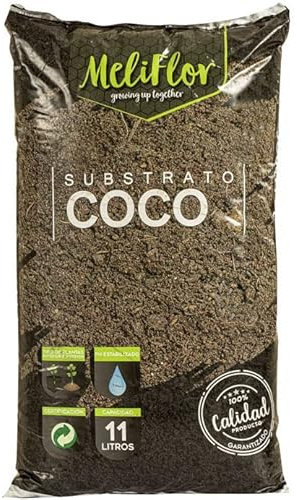 Sustrato Fibra de Coco Meliflor 11L (100% Natural, Airea y Proporciona esponjosidad)