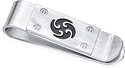 Bling Jewelry Personalisieren Sie Schwarzes Wirbelndes Spinnendes Symbol Klinge Ninja Star Geldklammer Kreditkarte Für Männer Teens Graduierung Silberton Edelstahl Anpassen Graviert