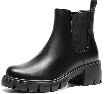 DREAM PAIRS Women's Elastic Chelsea Ankle Boots,Black,8.5