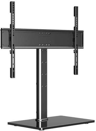suptek TV Ständer Universeller Tisch TV Stand für 37 bis 65,70,75 Zoll Fernseher bis zu 45 kg, Höhenverstellbar TV Standfuß Fernsehstand mit Basis aus Gehärtetem Glas Max.VESA 600x400mm TS203