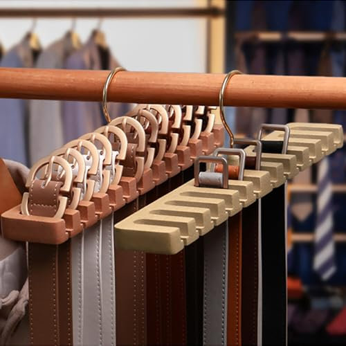 GmeDhc 1Pcs Belt Hanger for Wardrobe, Wooden Belt Storage Rack, Belt Organizer Tie and Belt Hanger, Space Saving Hanging Holder Hook for Belt Tie Scarf
