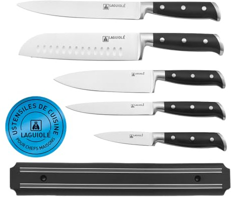 LAGUIOLE -Set di 5 coltelli + barra magnetica Enzo