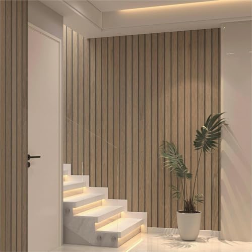 JSEVEM 80CM×4M Bred Tjock Brun Imitation Trä Randig Väggpaneler Självhäftande 3D Film Möbler Simulerar Träfiber Tapet Klister För Vägg Dekor Renovering Vattentät Slitstark Enkel Applicering