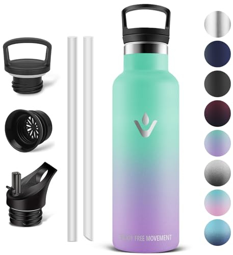 Vikaster Borraccia termica - Borracce 0.5l, Bottiglia acciaio inox, Borracce Senza Perdite, Borraccia con Cannuccia, Bottiglia Termiche Sportiva, Adulto, Scuola, Outdoor