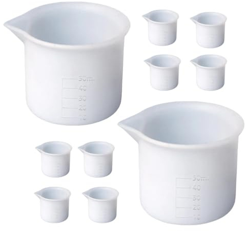 HOLIDYOYO Fáciles de Limpiar y Resistentes a Grietas para Resina Epoxi 12 Tazas Medidoras de Silicona de 50ml Escala Ideales para Manualidades y Arte DIY
