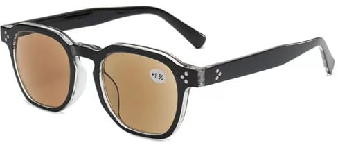 Lanomi Sonnenschutz Lesebrille Damen Herren UV400 Schutz Outdoor Lesehilfe Grau Braun Getönte Leser Sonne Sehhlife mit sehstärke Transparent Schwarz Rahmen Braun Leser 1.0