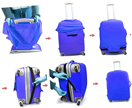 SAFIGLE Elastische Kofferschutzhülle für Koffer und Trolleys bis 22 Zoll Gepäckabdeckung aus Stretchgewebe Blau