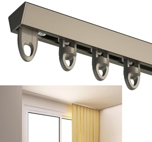 Riel De Cortina De Aluminio, Herrajes para Cortinas, Riel De Cortina De Solo Carril Longitud 1m-6m, Carril De Cortina Deslizante De Alta Resistencia para Montaje En Techo para Cortinas Pesadas (Color
