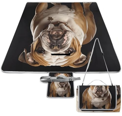 YHEGBFD Picknickdecke, englische Bulldogge, Picknickmatte, faltbar, kompakt, Stranddecke für Frühling, Sommer, Camping, Park, Reisen, tragbare Campingdecke