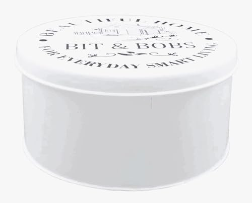Bit & Bobs Round Deep Cake Storage, Flat Canister Cake,Biscuit,Cookies Storage tin Container ideal for Roti Chapati, cake Size 21.5cm (White)