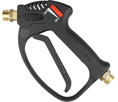 Hochdruckpistole mit Druckregelung | für Kärcher Hochdruckreiniger | bis 255 bar | arretierbar | M22x1,5 AG x M22x1,5 AG | Spritzpistole Ersatzpistole