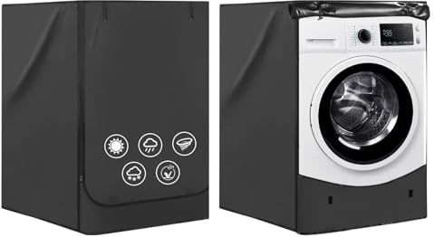 Washer and Dryer Covers 2PCS,Heavy Duty 420D Oxford Washer Dryer Cover for Front-Loading,Washing Machine Cover with 2 Waterproof Zippers and 3 Windproof Buckles