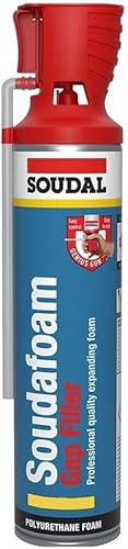 Soudal Soudafoam Window Door Genius Gun PU Expanding Foam Gap Filler Size 600ml Formulation with High 3D Expansion Hand Held Polyurethane Expanding Foam