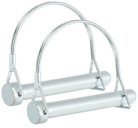 PATIKIL 2 Stück Stahl Verzinken Klappsplinte 12mm Durchmesser, 80mm Länge D Form Rohrklappsplinte mit Rastverschluss Sicherungsbolzen für Anhänger Bauernhof Traktor Garten Rasenmäher