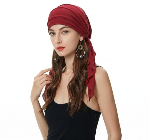 ZLYC Damen Chemo Turban Mütze Vorgebundenes Kopftuch Headwraps Leichte Hut | Leicht Atmungsaktiv