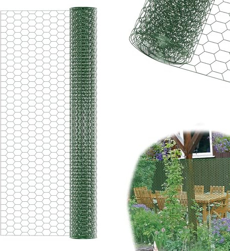 YRHome Grün 35m Hasendraht Hühnerzaun Verzinkter Maschendrahtzaun Kaninchendraht Drahtgitter Feinmaschig Leichter Drahtgeflecht Drahtzaun Hasengitter Kükendraht Maschenweite 43 x 28 mm, Höhe 100cm