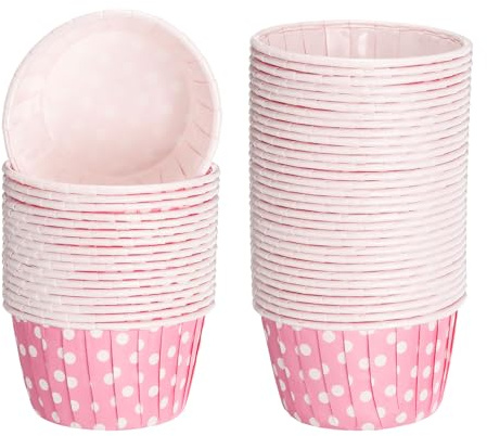 sourcing map Lot de 50 mini caissettes en papier sulfurisé pour cupcakes et muffins - Pour mariage, fête, cadeau (rose)