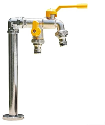 Colonna d'acqua da giardino con rubinetto, rubinetto in acciaio inox 304, colonna verticale cilindrica in acciaio inox per giardino, fontana esterna, rubinetto antigelo distributore d'acqua decorativo