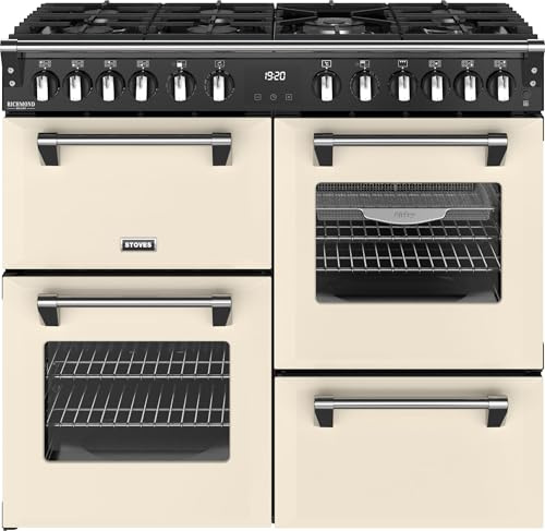 Stoves Richmond Deluxe 100cm wide Dual Fuel Range Cooker with Gas Hob - Cream - A/A/A Rated