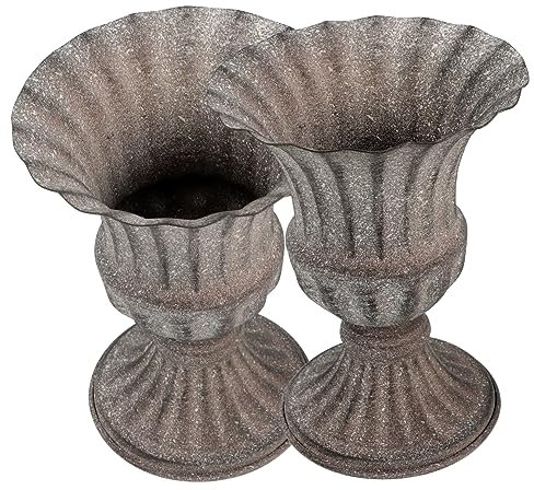 BESTOYARD Jarrón Conmemorativo para Cementerio 2 Piezas Tamaño Mediano Maceta De Jardín De Material Resistente Color Gris Retro Porta Flores para Tumba Decoración Funeraria y Jardinería