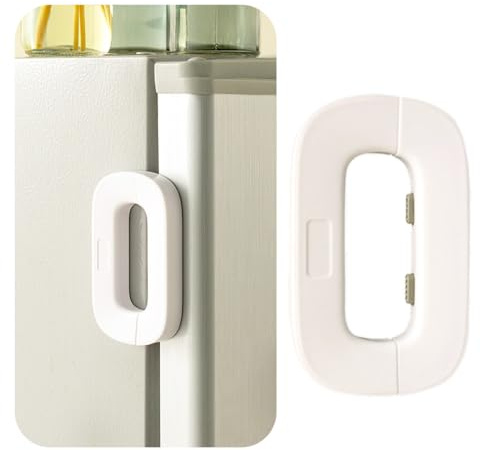 GGUFAY Blocca Cassetti per Bambini, Sicurezza Cassetti Bambini, Chiudi Cassetti Bambini per Ante Mobili Lucchetto Frigorifero Nessuna Perforazione Richiesta per Armadi e Frigoriferi (Bianco)