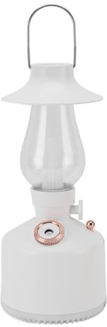 Vintage Lampe mit Luftbefeuchter, Petroleumlampe in Form eines Diffusors für ätherische Öle für die Aromatherapie, Schreibtischlampe, Luftbefeuchter, Nebellampe, Nachtlicht (WHITE)