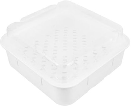 Vaporiera Microonde Quadrata Bianca in Pp, Contenitore a Doppio Livello
