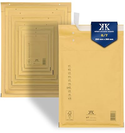 KK Verpackungen 100x Luftpolster-Versandtaschen G7 G/7 250 x 350 mm (Außenmaß) in Braun | Luftpolsterumschläge Luftpolstertaschen selbstklebend