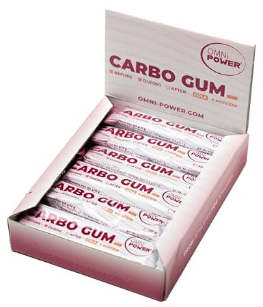 OMNi POWER Carbo Gum Cola mit Koffein | Riegel statt Gel | Der schnelle und einfache Energielieferant | Mit 100 mg Koffein | 12 x 30 g Gel