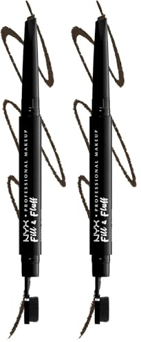 NYX Professional Makeup Augenbrauenstift mit Wachs-Formel, präziser Spitze und Verblender-Bürste, Fill & Fluff Eyebrow Pomade Pencil, Espresso (Braun) (Packung mit 2)