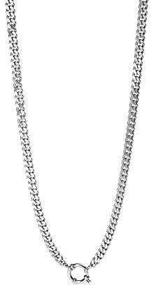 Purelei Große Panzerkette mit Charm-Verschluss – Statement-Halskette aus Edelstahl, 14K vergoldet, Roségold oder Silber – 50/55 cm – 6,6 mm breit – kombinierbar mit Charms (Silver)