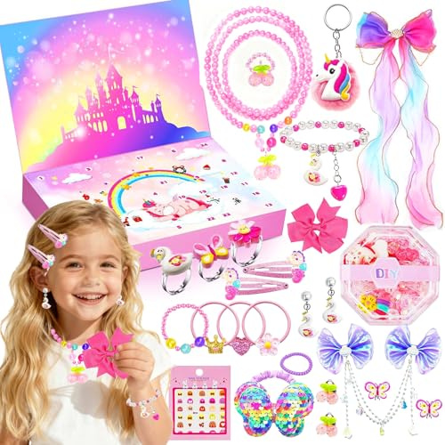 Ligtmor Adventskalender 2025 mädchen, Adventskalender kosmetik Teenager Mädchen adventskalender schminke wie ohrringe haarschmuck für Kin Überraschungsgeschenke für Töchter und Enkelinnen