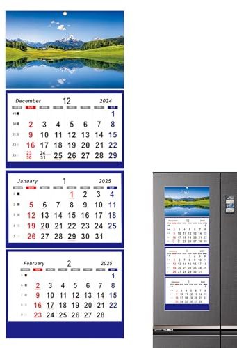 3 Monate Wandkalender 2025 - Vertikaler Hangkalender Mit Faltbarem Design | Planer Von Dezember 2024 Bis Januar 2026, Großer Druckmonatiskalender Für Zuhause, Büro, Klassenzimmer, Organisierter Zeitpl