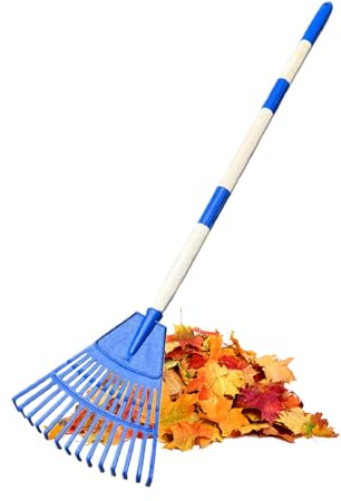 Râteau À Feuilles pour Pelouse 14 Dents - Râteau pour Gazon Et Terrasse,Balai avec Manche Ergonomique pour Jardin Camping Extérieur Graviers Pelouse