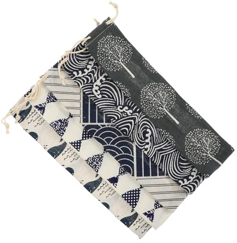 DOITOOL 5 pezzi Sacchetti Porta Cannucce in Cotone e Lino Sacco da Viaggio Richiudibile con Coulisse Custodia Leggera e Pieghevole per Posate e Cannucce Riutilizzabili Organizer da