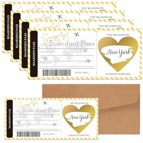 OIXEYA 5PCS Carte à gratter voyage surprise | Chèque cadeau surprise personnalisation destination, Carte a Gratter Personnalisable, carte d'embarquement à gratter, billet avion, annonce anniversaire