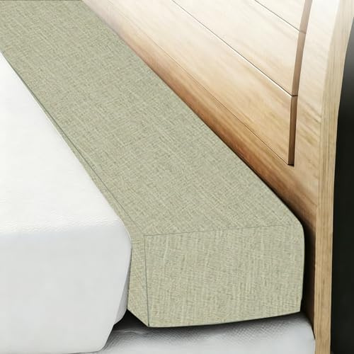 Cuscino Riempitivo per Letto (90-220cm) Ponte del Letto in Schiuma 45D ad Alta Densità Estensore per Materasso e Testiera Fessura Bloccante Rettangolare, Beige/Grigio/Marrone(Beige,180x20x30cm)