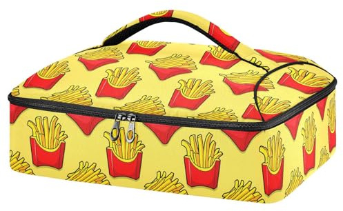Nander Delicious French Fries Insulated Casserole Carrier for Hot or Cold Food （Fits 9x13 Baking Pan）,Insulated Tote Bag for Potluck Cookouts Parties Picnic, Lasagna Lugger