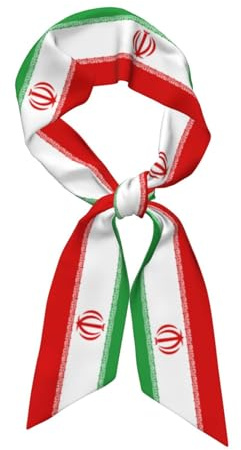 HZCRAES Versatile Sciarpa Da Donna, Leggera Sciarpa Bandiera Iraniana Per Capelli, Collo E Borsa, Sciarpe Di Seta Stretta Emblema Patriottico Iraniano Morbida Bandana Moda Per Tutti I Giorni Viaggi