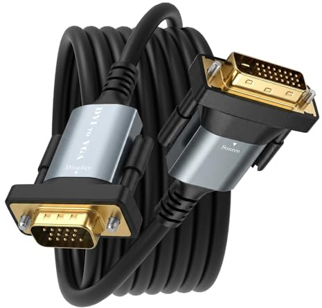ZVOIYKM DVI to VGA Cable 6ft/1.8m, DVI-D 24+1 to VGA Adapter Video Cord with Aluminum Shell & Gold-Plated Plug, 1080P@60Hz, Compatible with Monitor, Projector, PC, Graphics Card