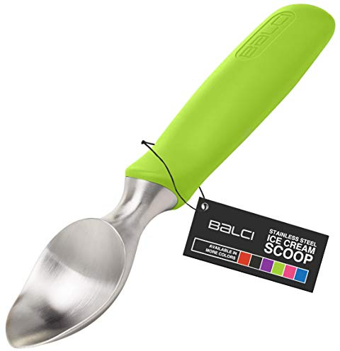 professionnel en acier inoxydable Cuillère à crème glacée en Balci – No-thaw rigide Cuillère à glace – Passe au lave-vaisselle – en caoutchouc antidérapant Grip Ice Cream Pelle Spade –-Vert Vert