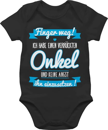 Shirtracer Body Junge Mädchen - Sprüche - Ich habe einen verrückten Onkel I Baby Kleinkind Geschenk - 18/24 Monate - Schwarz - lustige babygeschenke neffe babymode witzig spruch uncle bodys