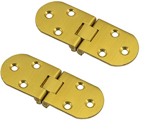 Gedotec Klappscharnier Messing Klapptisch-Scharnier für Klapp- & Nähmaschinen | Tisch-Scharnier Messing matt | Möbelscharnier für Schrank-Türen | 30 x 81 mm | 2 Stück - Klappen-Scharnier zum Einlassen