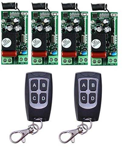 AC 220 V 4 Canales 10 A Relé RF Inalámbrico Control Remoto Interruptor de Luz Inalámbrico 4pcs Receptor + 2pcs Transmisores Radio Interruptor